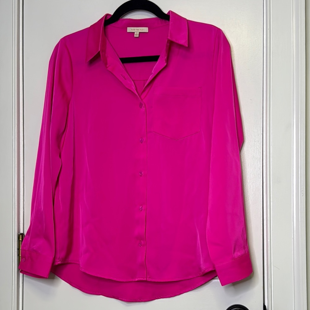 Skies Are Blue Pink Long Sleeve Button Down Shirt - Picture 4 of 6